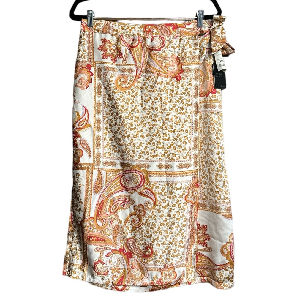 Midi Faux Wrap Skirt, Size XL
